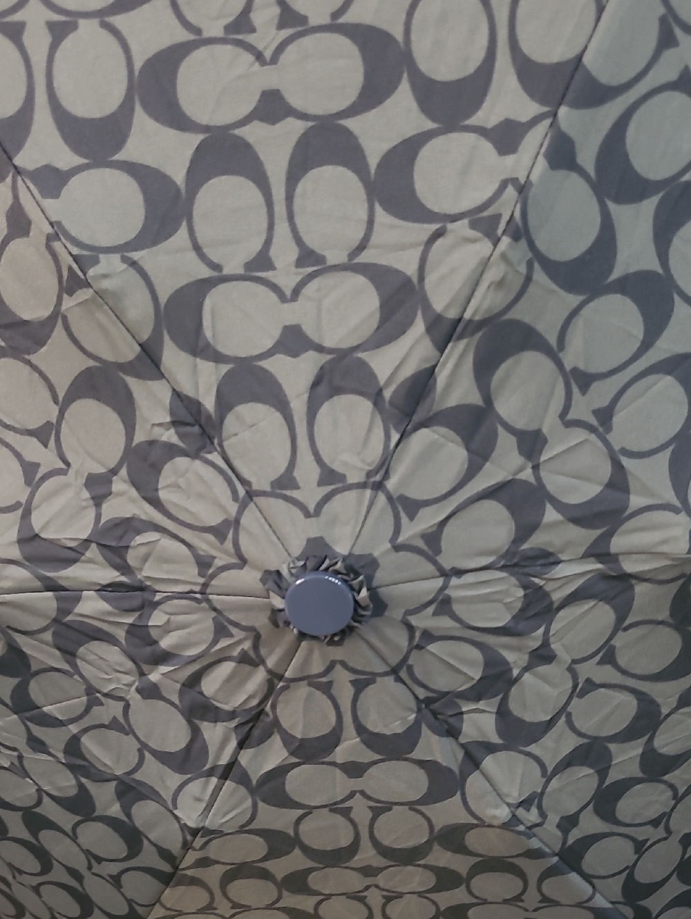 Coach Black/Charcoal Signature Print Compact Umbrella - Picture 2 of 8